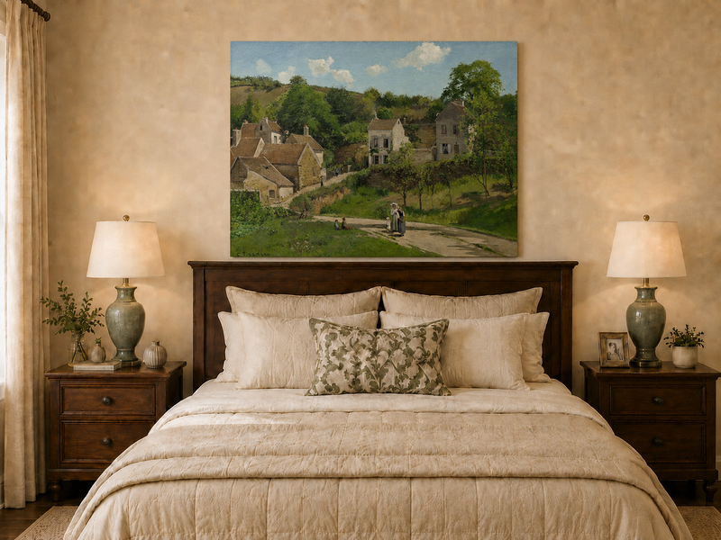 Landscape Oil Painting - Hand-Painted French Village Lane Scene