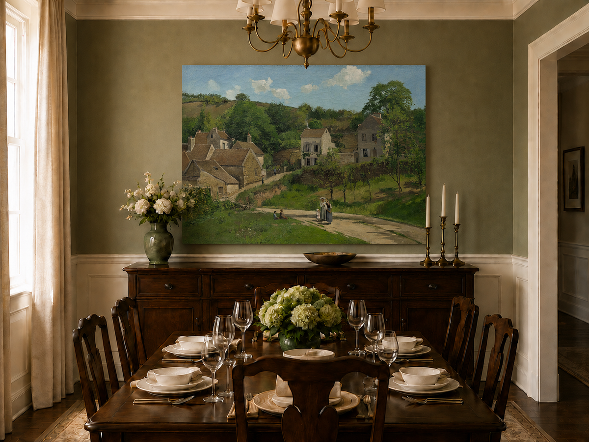 Landscape Oil Painting - Hand-Painted French Village Lane Scene