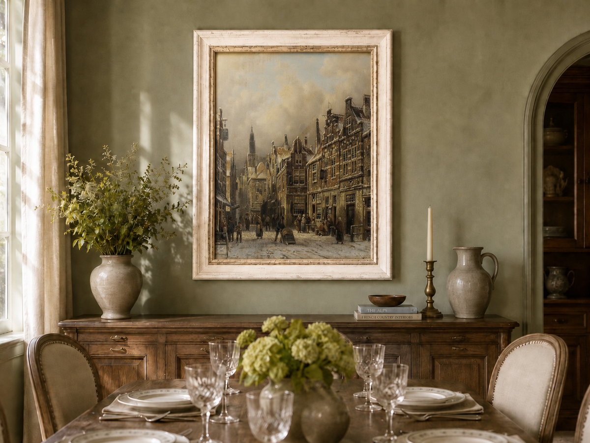 Peinture à l'huile de paysage - Rivière printanière avec pêcheur et arbres