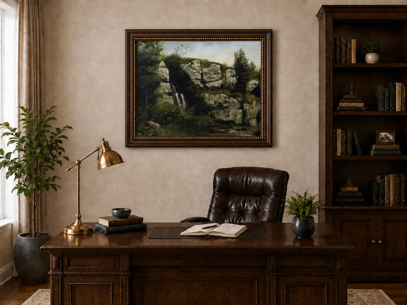 Peinture à l'huile de paysage - Scène de cascade rocheuse