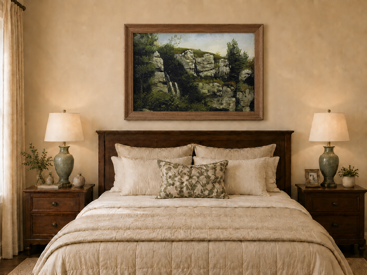 Peinture à l'huile de paysage - Scène de cascade rocheuse