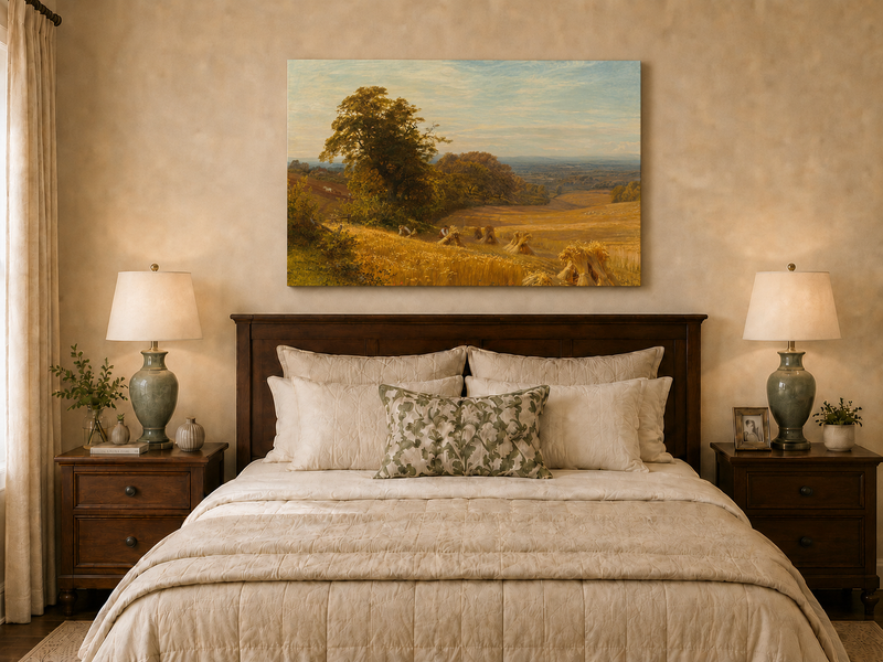 Peinture à l'huile de paysage - Gouffre rocheux spectaculaire avec personnages