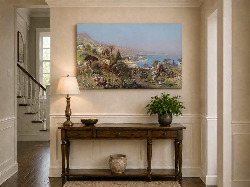 Peinture à l'huile de paysage - Sentier côtier méditerranéen