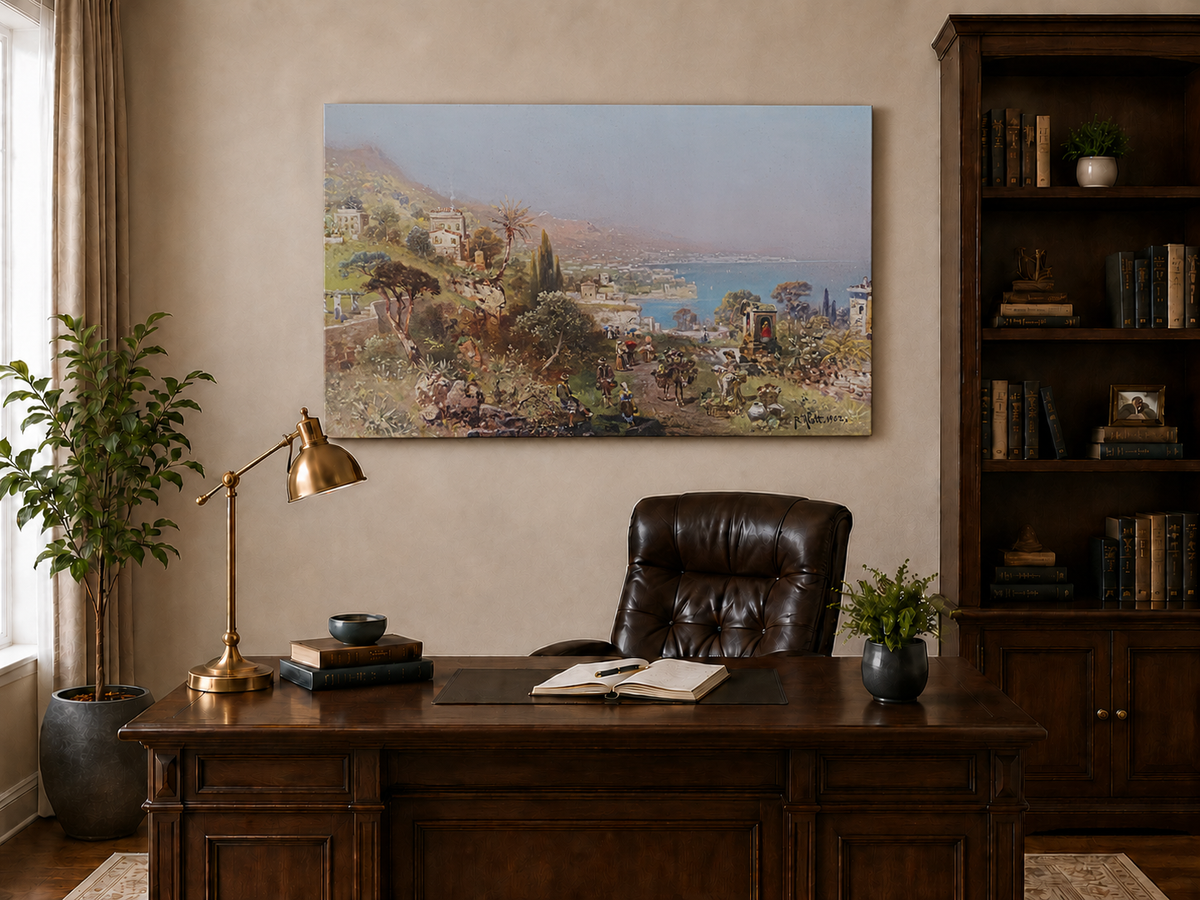 Peinture à l'huile de paysage - Sentier côtier méditerranéen