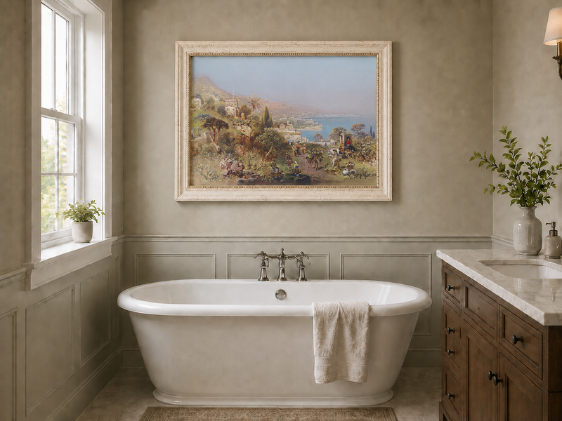Peinture à l'huile de paysage - Sentier côtier méditerranéen