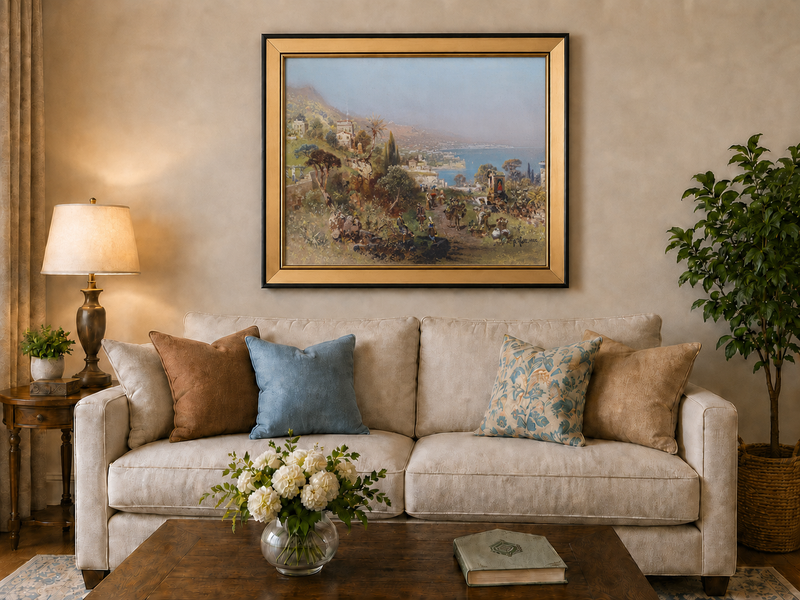 Peinture à l'huile de paysage - Sentier côtier méditerranéen