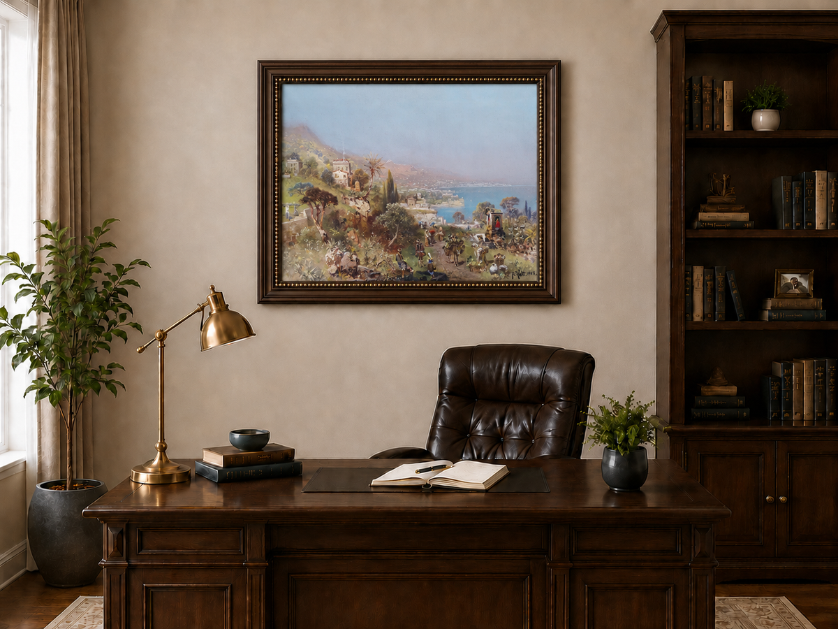 Peinture à l'huile de paysage - Sentier côtier méditerranéen