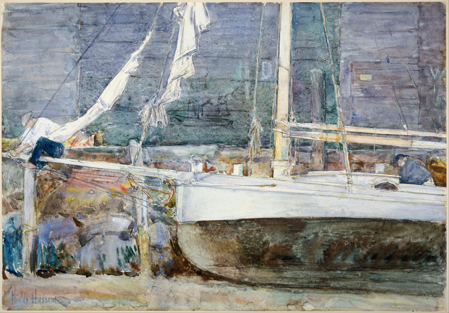 Childe Hassam (1859–1935)-Drydock, Gloucester - Oil Painting Haven