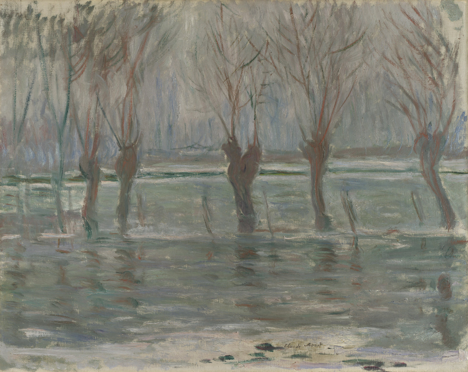 Claude-Oscar Monet - Flood Waters - Oil Painting Haven