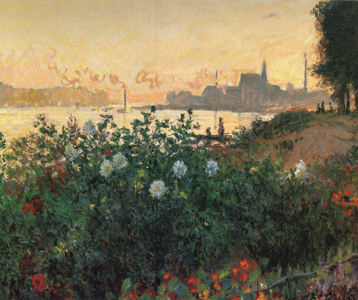 Flowered_Riverbank, Argenteuil (1877) - Oil Painting Haven