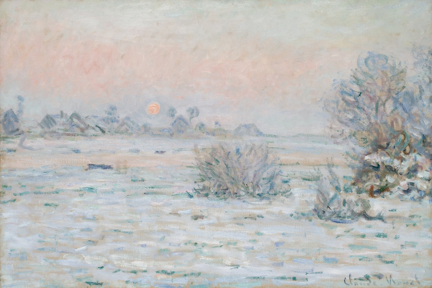 Winter Sun, Lavacourt (1879-1880) - Oil Painting Haven