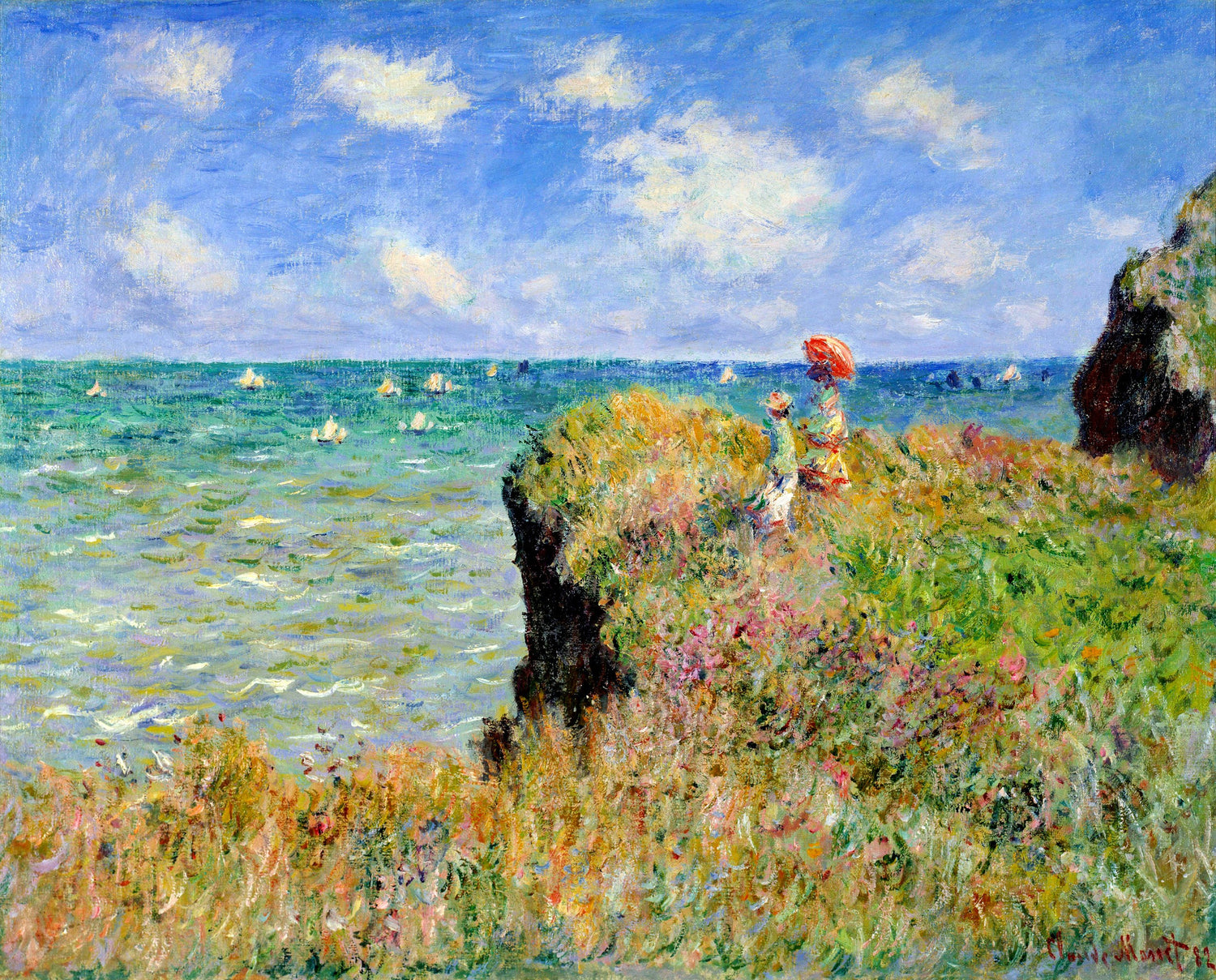 Clifftop Walk at Pourville, 1882 - Oil Painting Haven