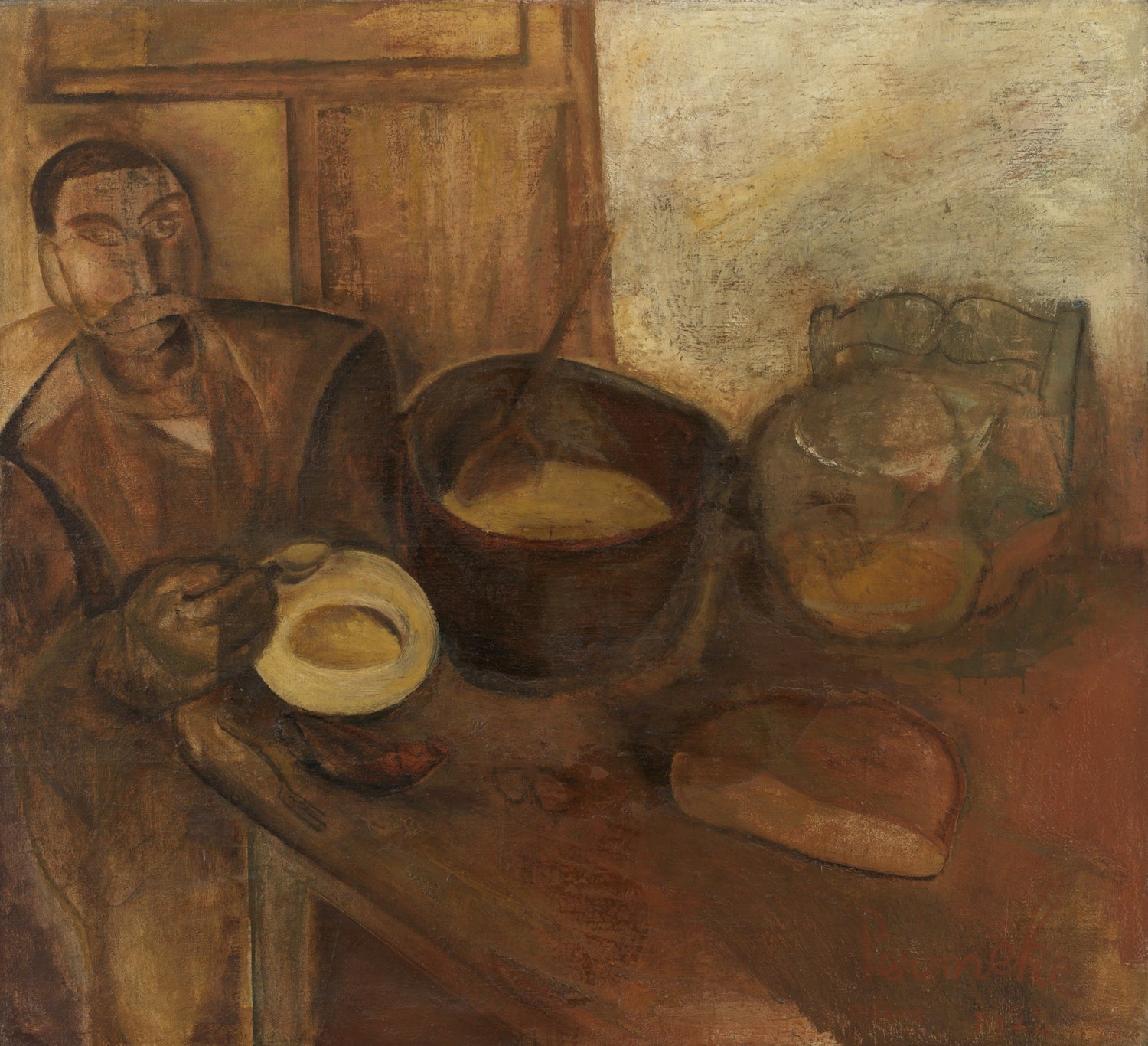 Constant Permeke - Man eating Milk-Soup - Oil Painting Haven