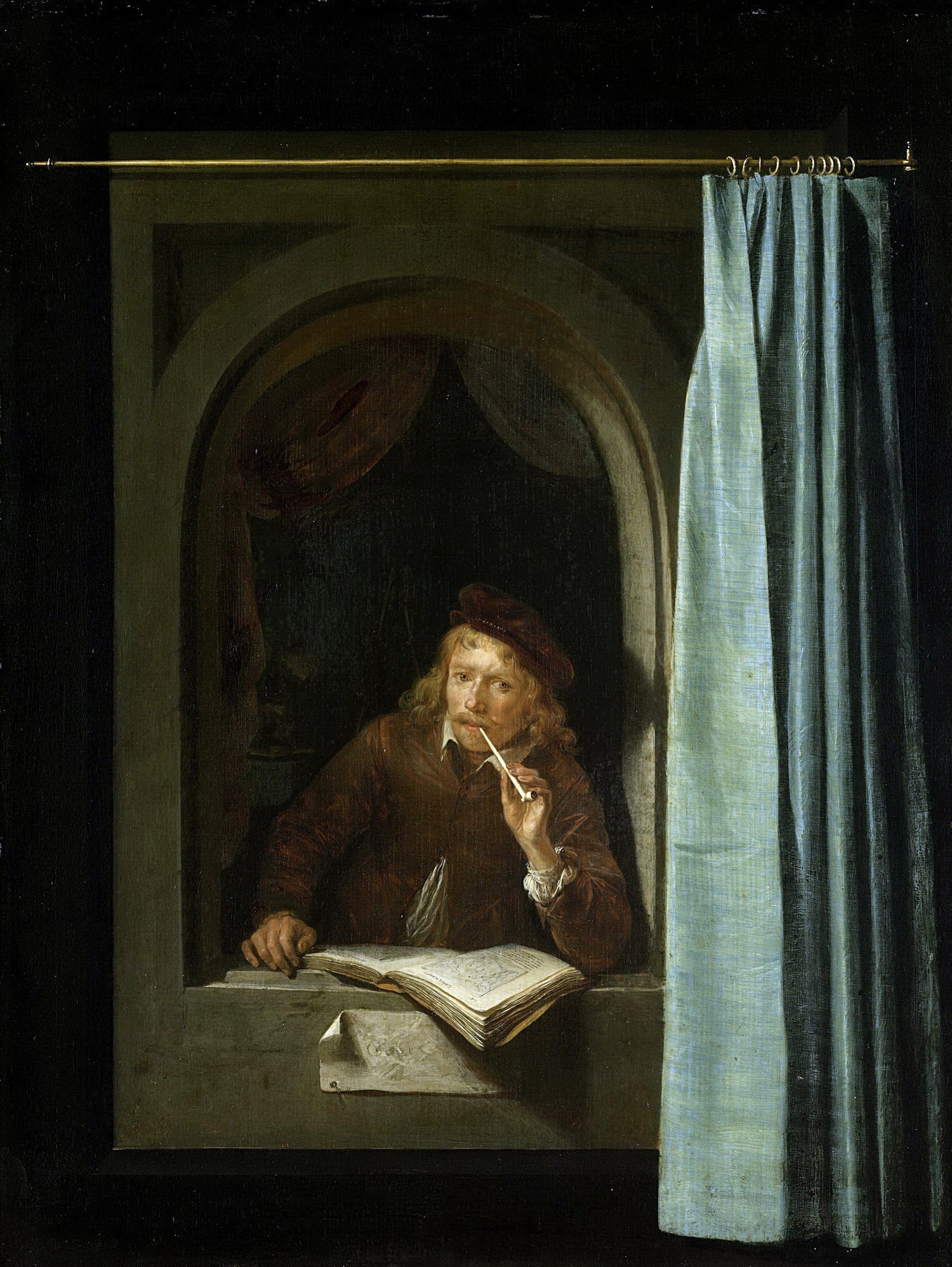 Dou, Gerard -- Zelfportret, 1640-1650.jpeg - Oil Painting Haven