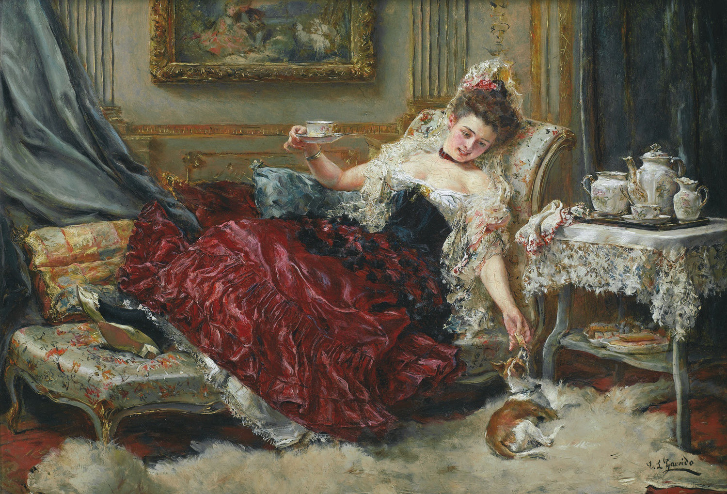 EDUARDO LEON GARRIDO-TEA TIME - Oil Painting Haven