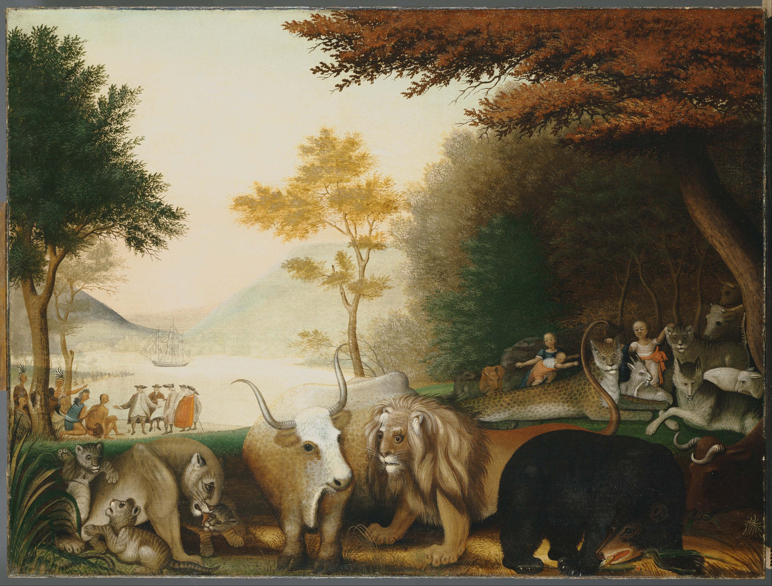 Edward Hicks (1780–1849)-The Peaceable Kingdom - Oil Painting Haven