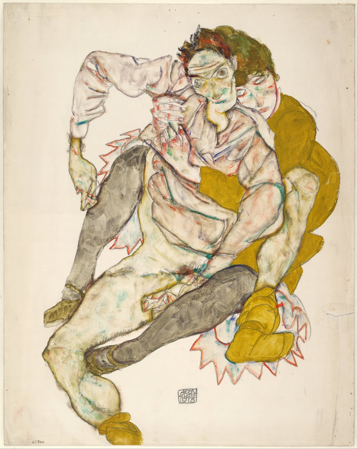 Egon Schiele (1890–1918)-Seated Couple, 1915 - Oil Painting Haven