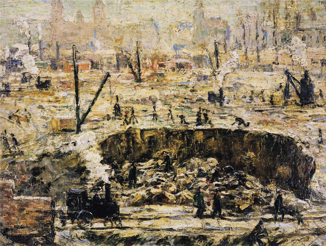 Excavation - Penn Station, 1906 - Oil Painting Haven