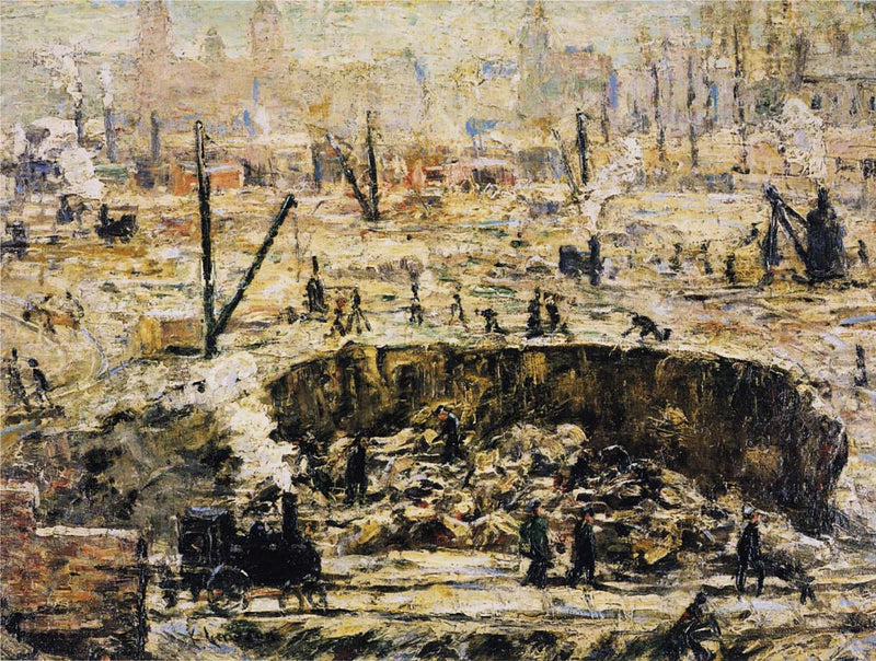 Excavation - Penn Station, 1906 - Oil Painting Haven Oil Painting Haven