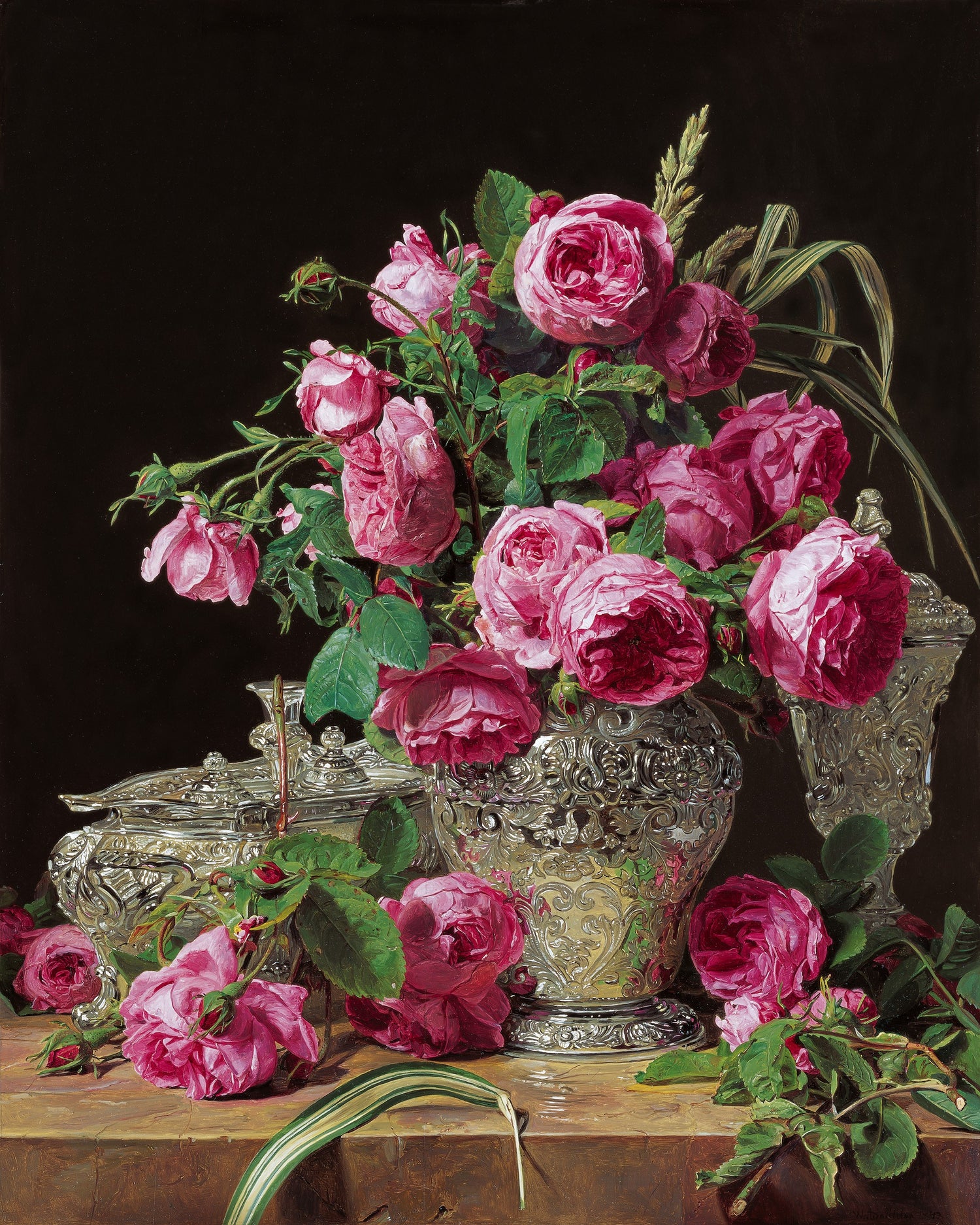 Ferdinand Georg Waldmuller - Roses, 1843 - Oil Painting Haven