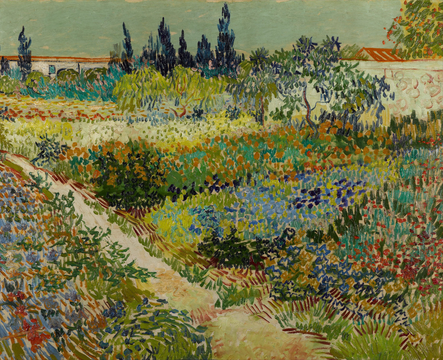 Flowering Garden with Path - Oil Painting Haven