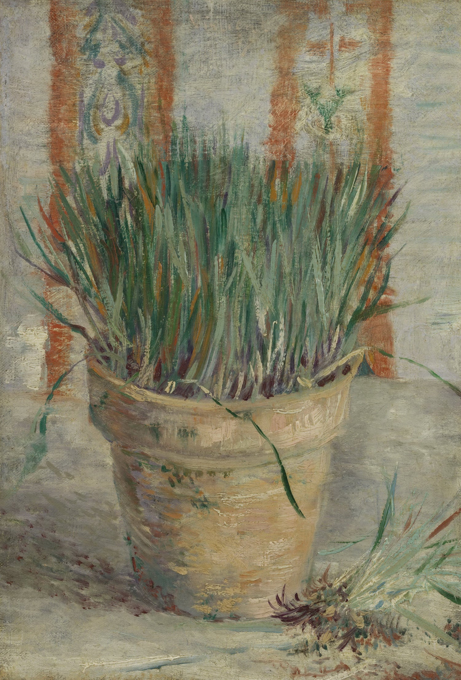 Flowerpot with Chives - Oil Painting Haven