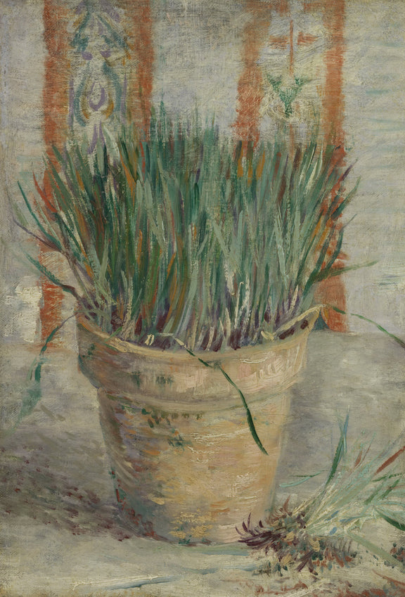 Flowerpot with Chives - Oil Painting Haven Oil Painting Haven