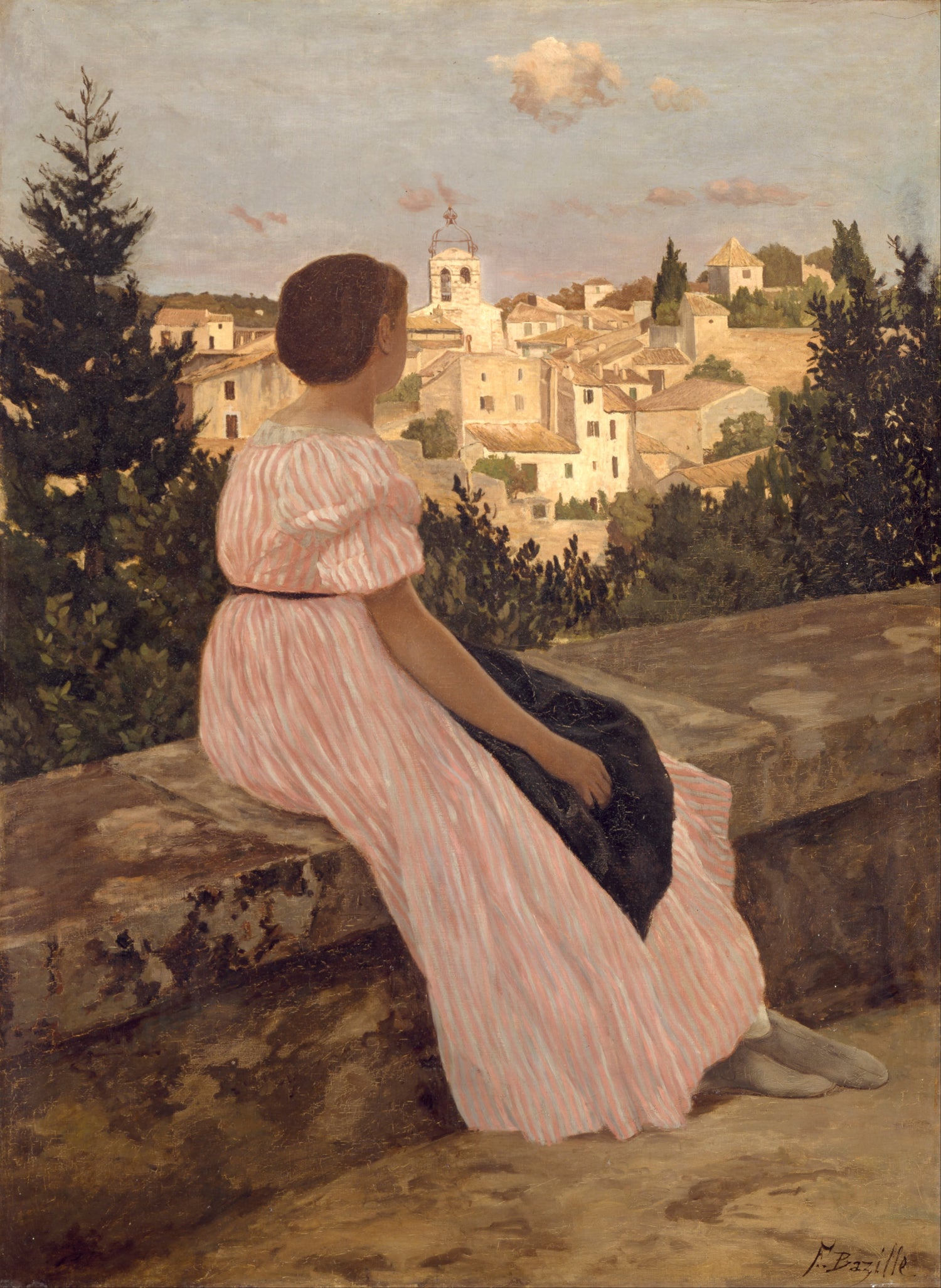 Frédéric_Bazille_-_The_Pink_Dress - Oil Painting Haven