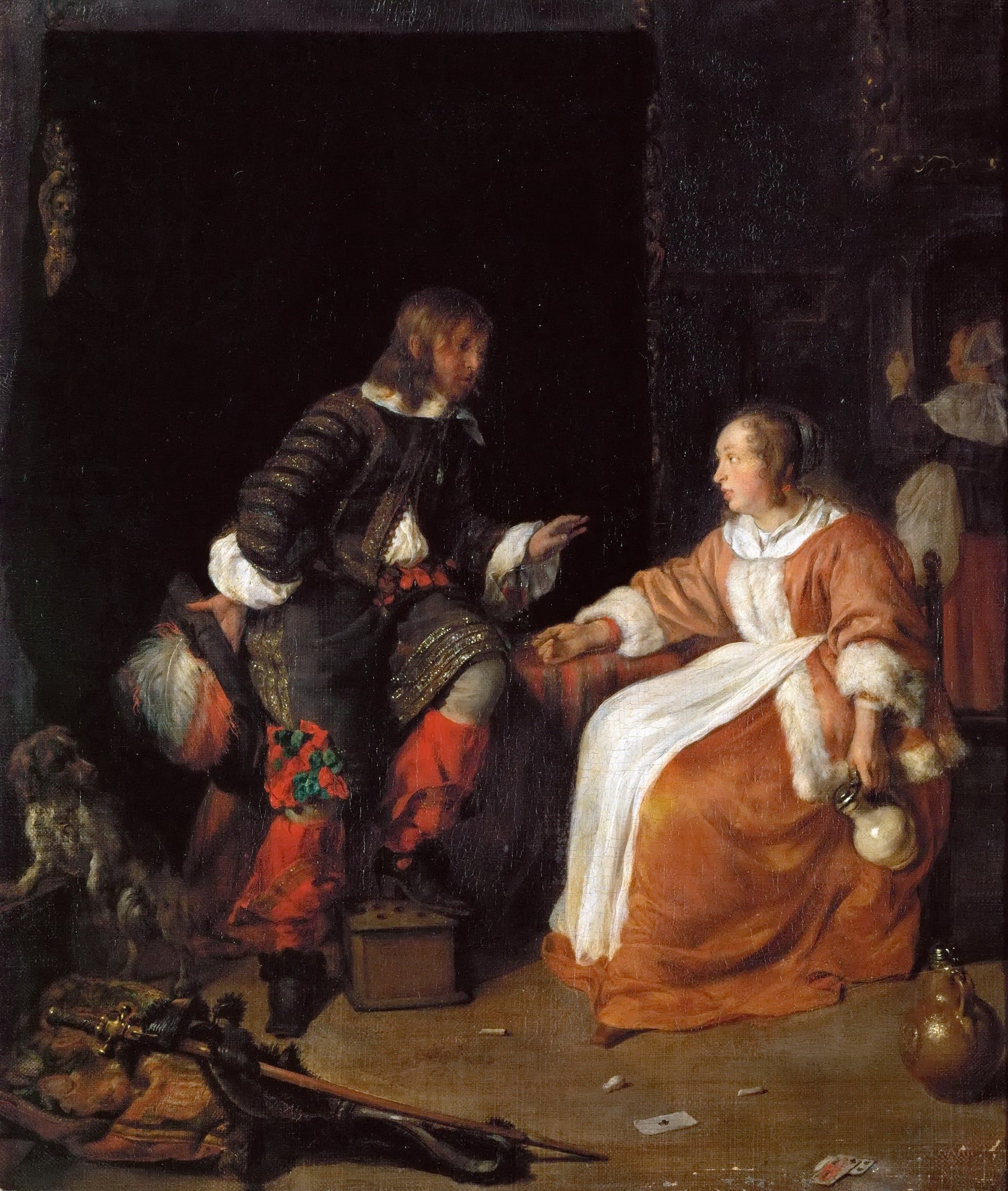 Gabriel Metsu -- Lady and Officer - Oil Painting Haven