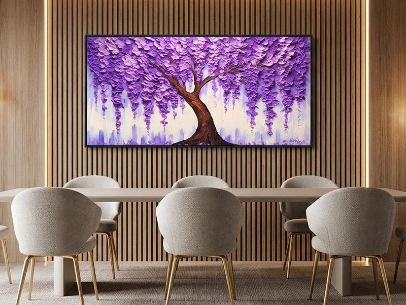 Pintura al óleo abstracta - Arte de pared de paisaje montañoso texturizado