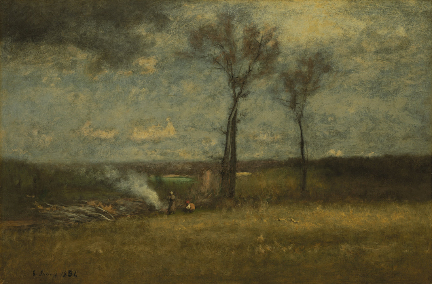 George Inness - Brush Burning, 1884 - Oil Painting Haven