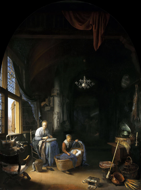 Gerrit Dou - The Young Mother - Oil Painting Haven Oil Painting Haven