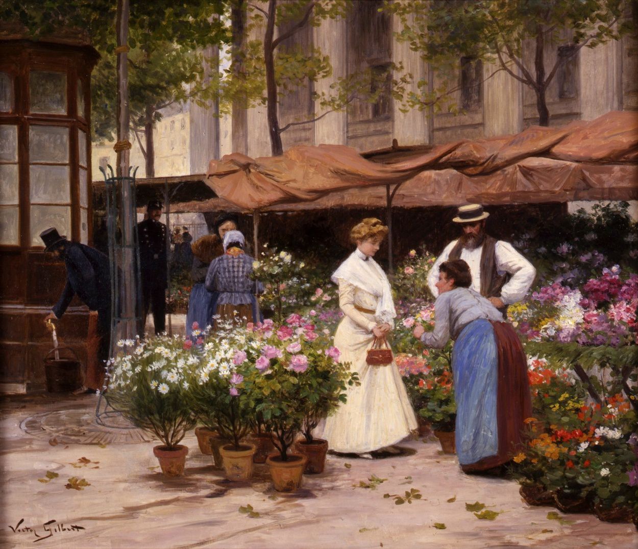 Gilbert Marche Aux Fleurs - Oil Painting Haven