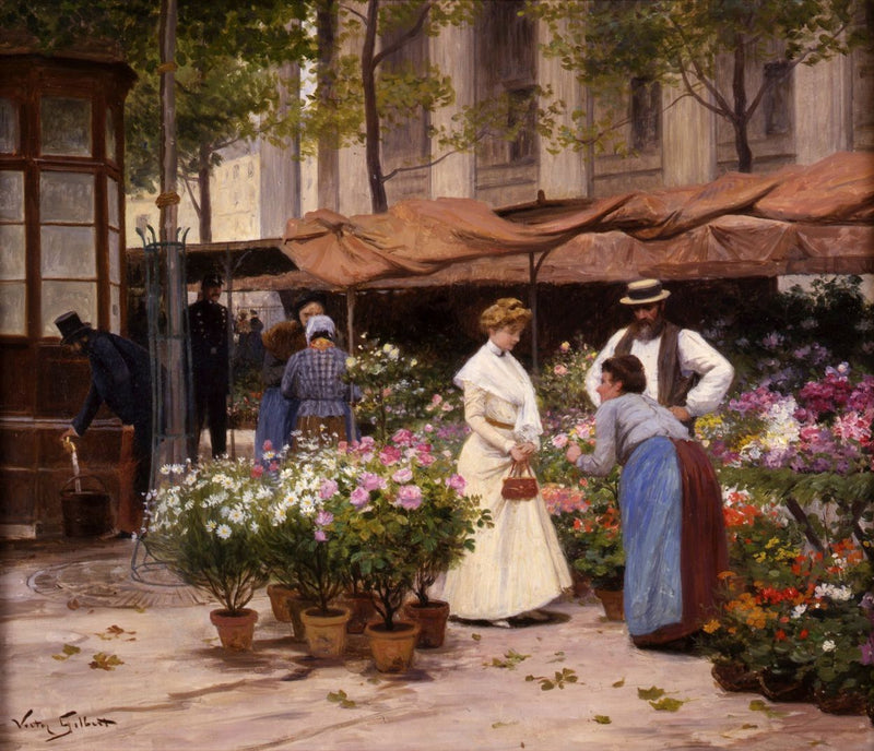 Gilbert Marche Aux Fleurs - Oil Painting Haven Oil Painting Haven