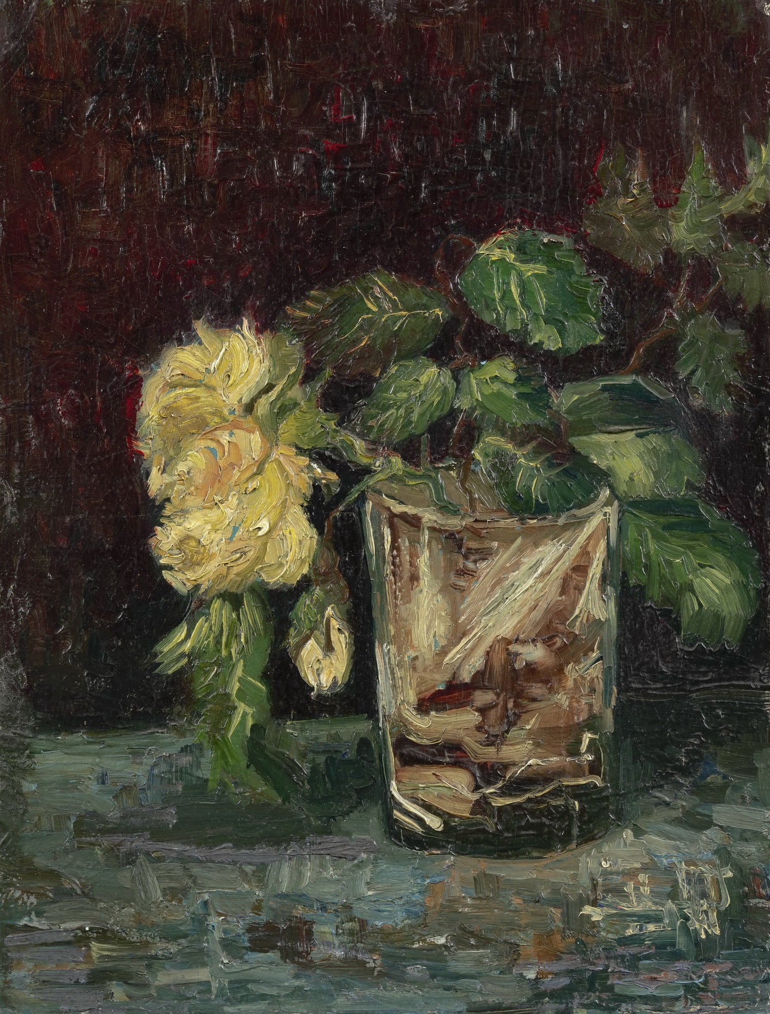 Glass with Roses - Oil Painting Haven