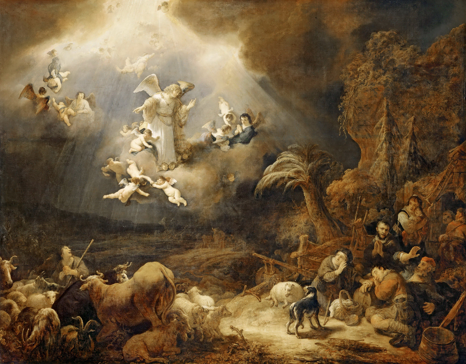 Govaert Flinck -- Annunciation to the Shepherds - Oil Painting Haven