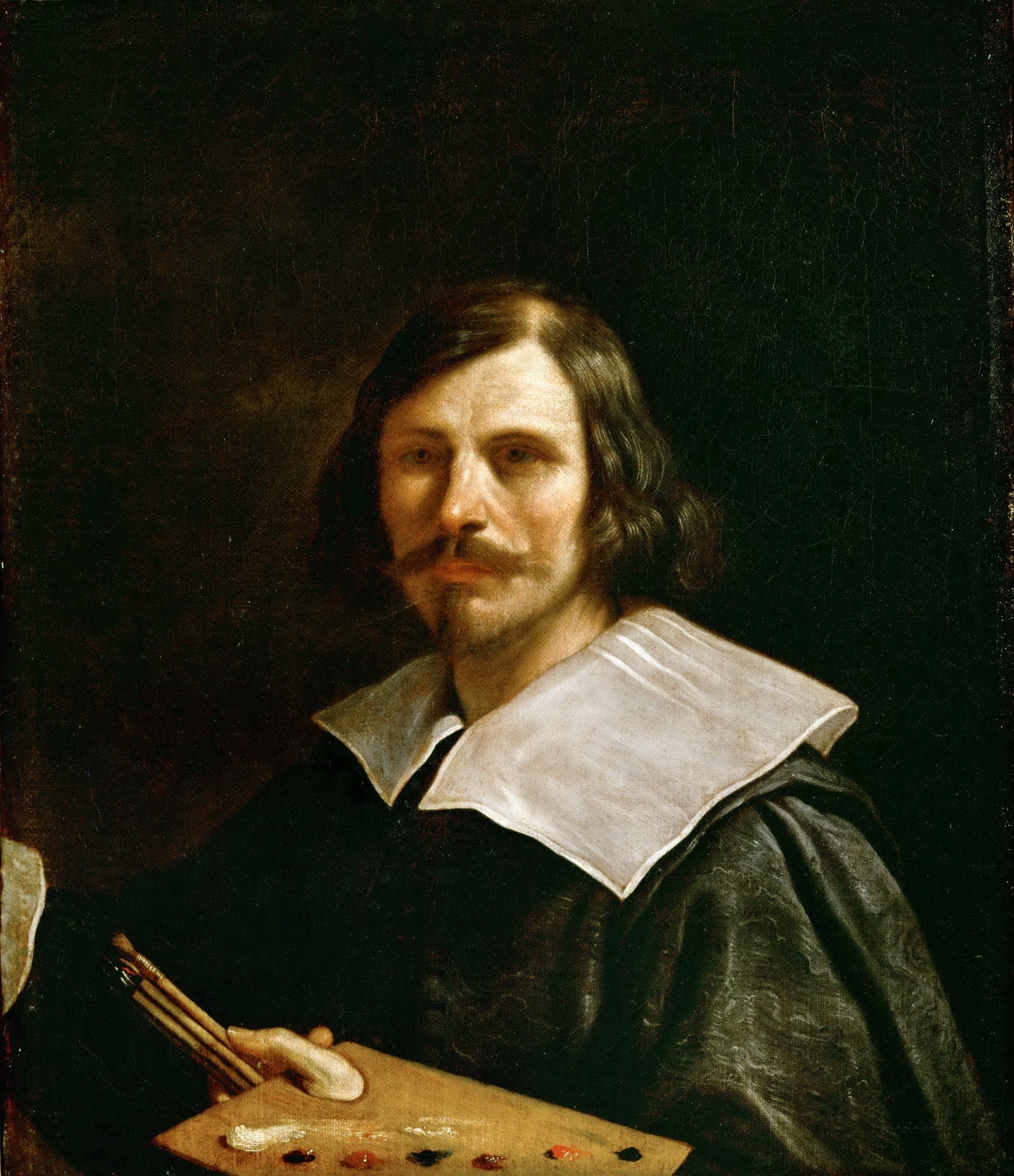 Guercino (1591-1666) -- Self-Portrait with Palette - Oil Painting Haven