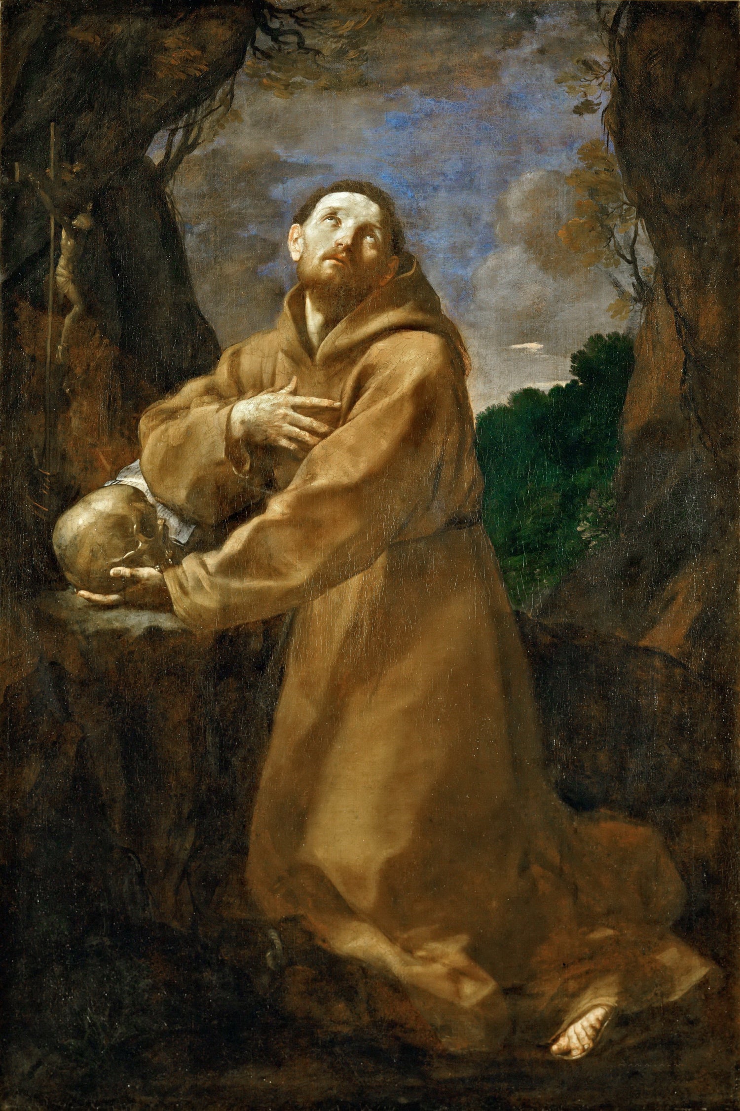 Guido Reni (1575-1642)-Saint Francis in Meditation - Oil Painting Haven