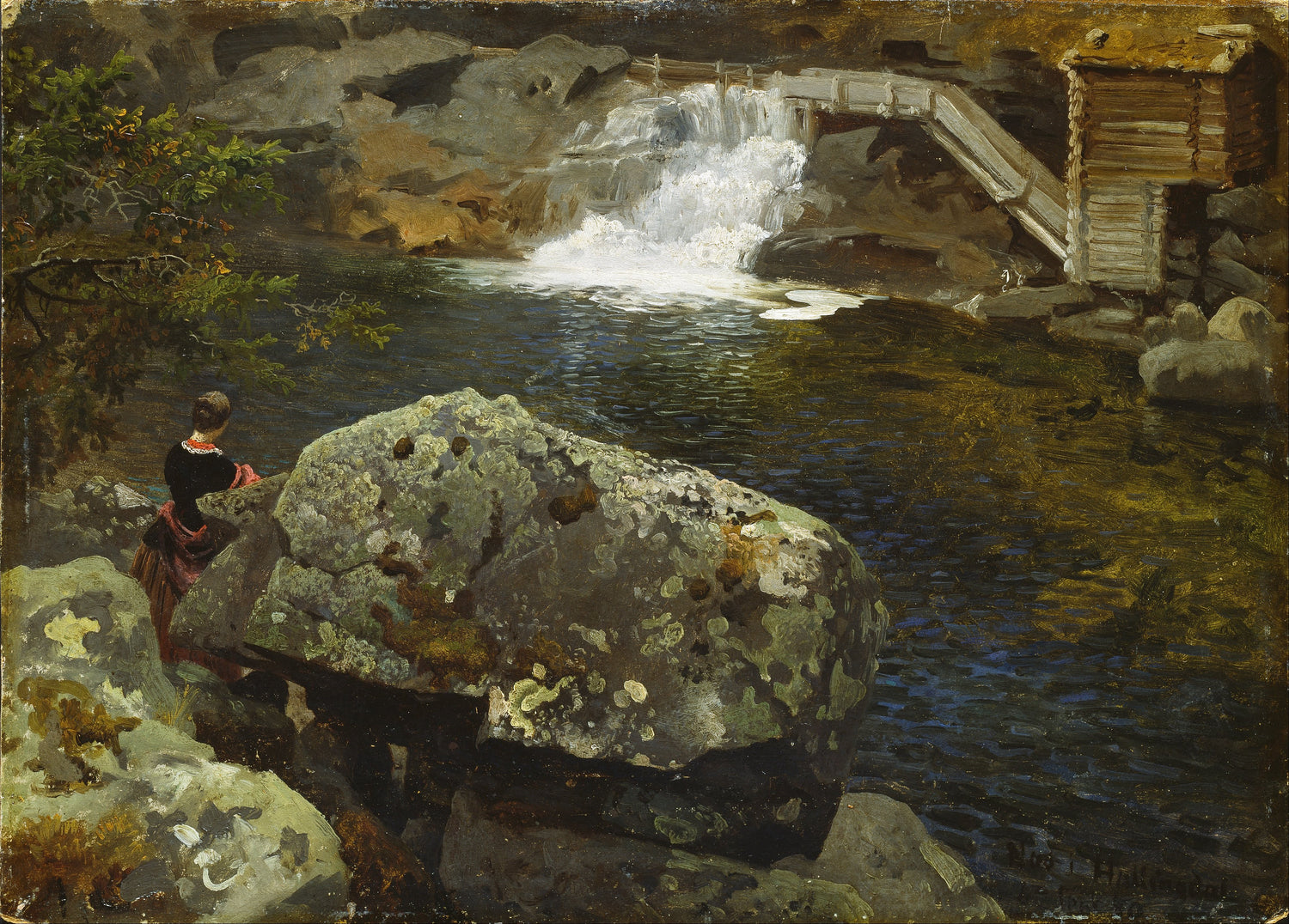 Hans_Gude_-_By_the_Mill_Pond - Oil Painting Haven