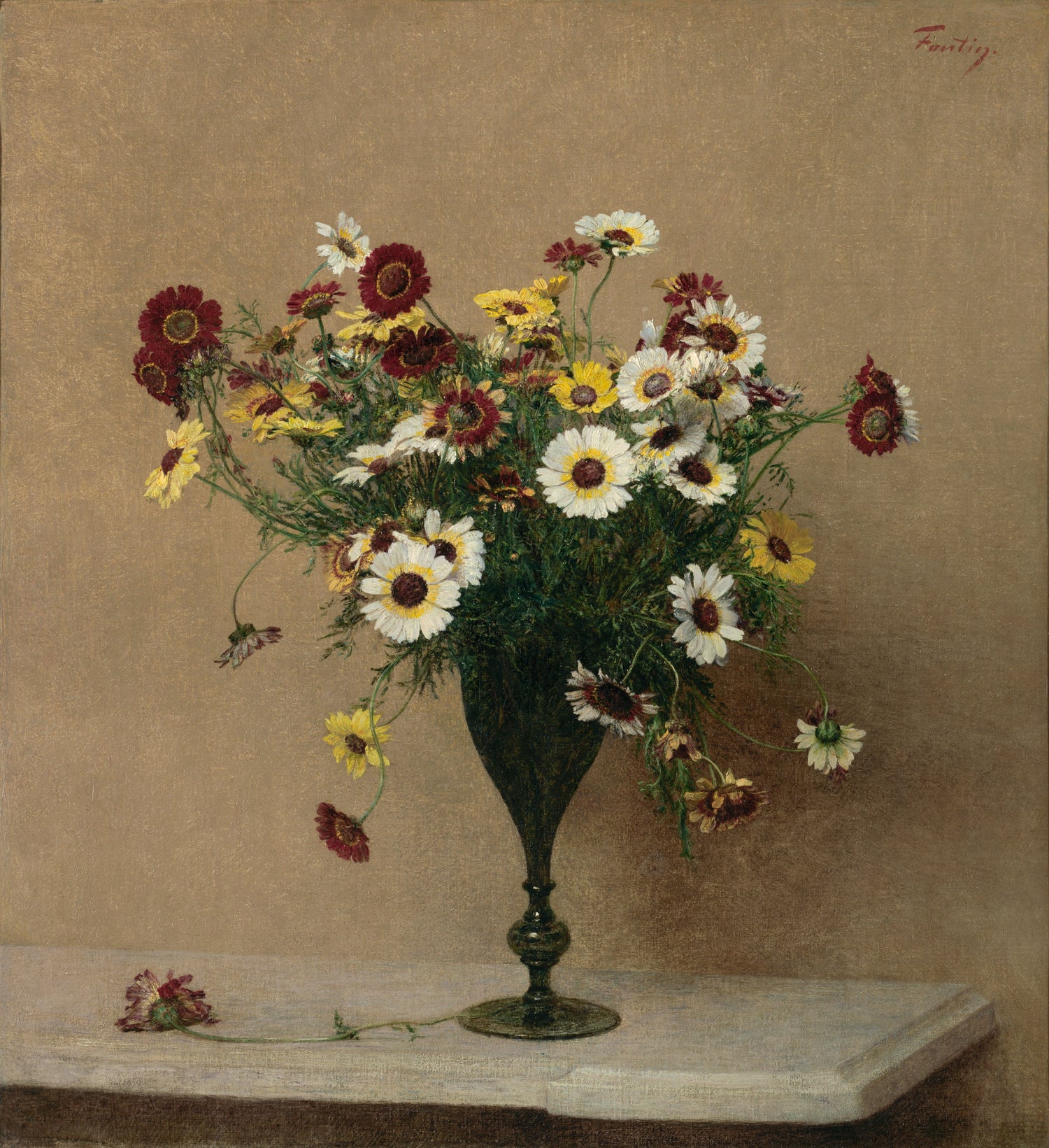 Henri Fantin-Latour - Chrysanthemums, ca. 1889 - Oil Painting Haven