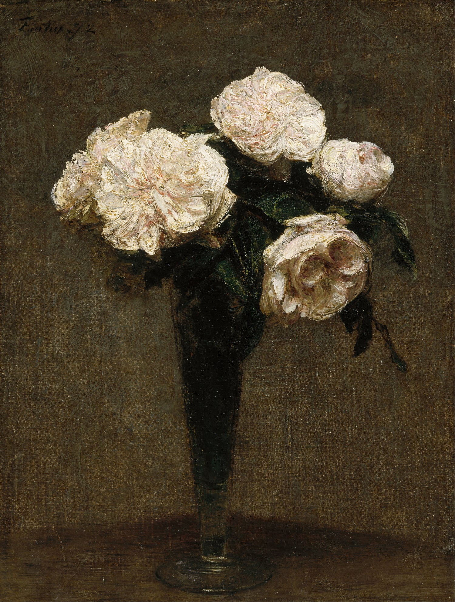 Henri_Fantin-Latour_-_Roses_in_a_Vase。 - Oil Painting Haven