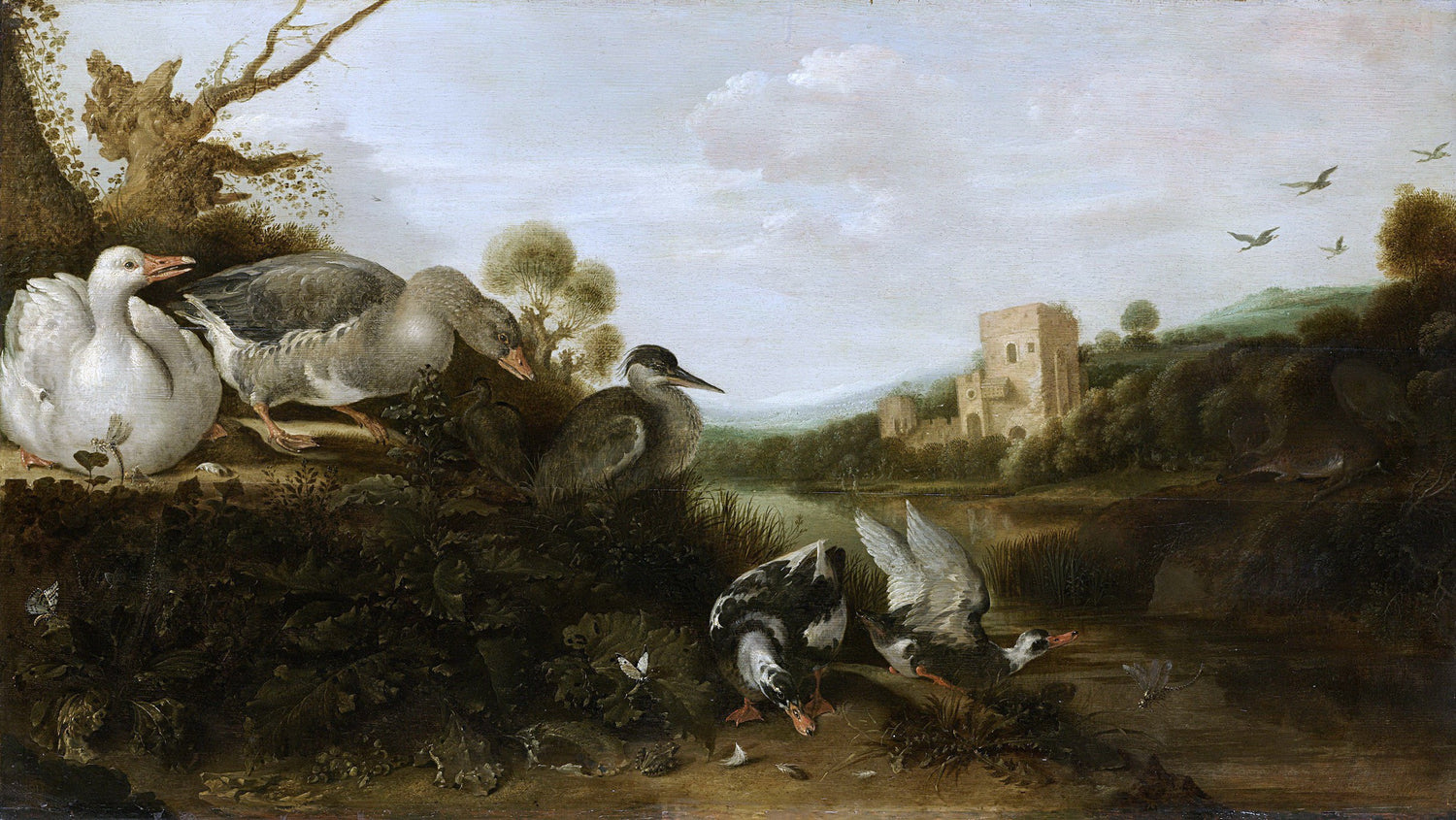 Hondecoeter, Gijsbert Gillisz. de -- Watervogels, 1652 - Oil Painting Haven