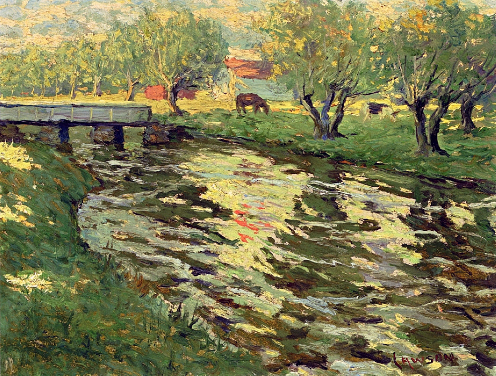 Horses Grazing by a Stream,1910-20 - Oil Painting Haven