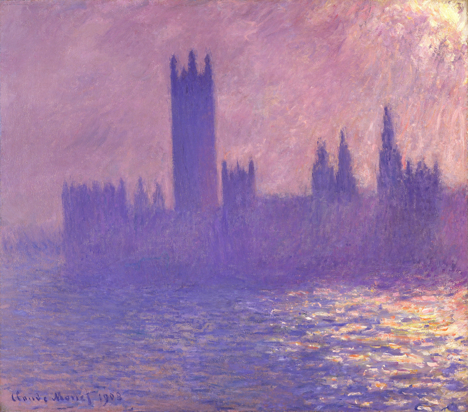 Houses of Parliament, Effect of Sunlight in the Fog, 1900-1901 - Oil Painting Haven