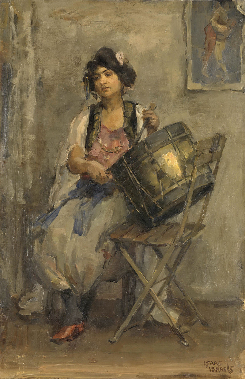 Israels, Isaac -- De trommelaarster, 1890-1910 - Oil Painting Haven Oil Painting Haven