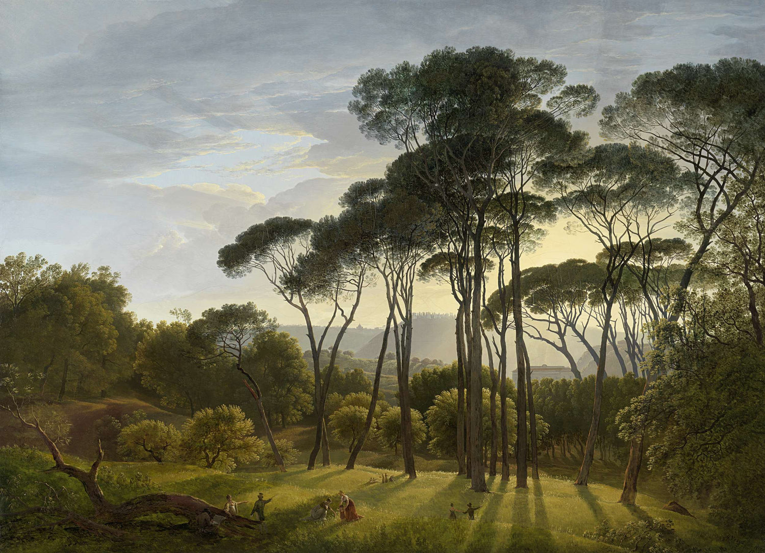 Italiaans landschap met parasoldennen, Hendrik Voogd, 1807 - Oil Painting Haven