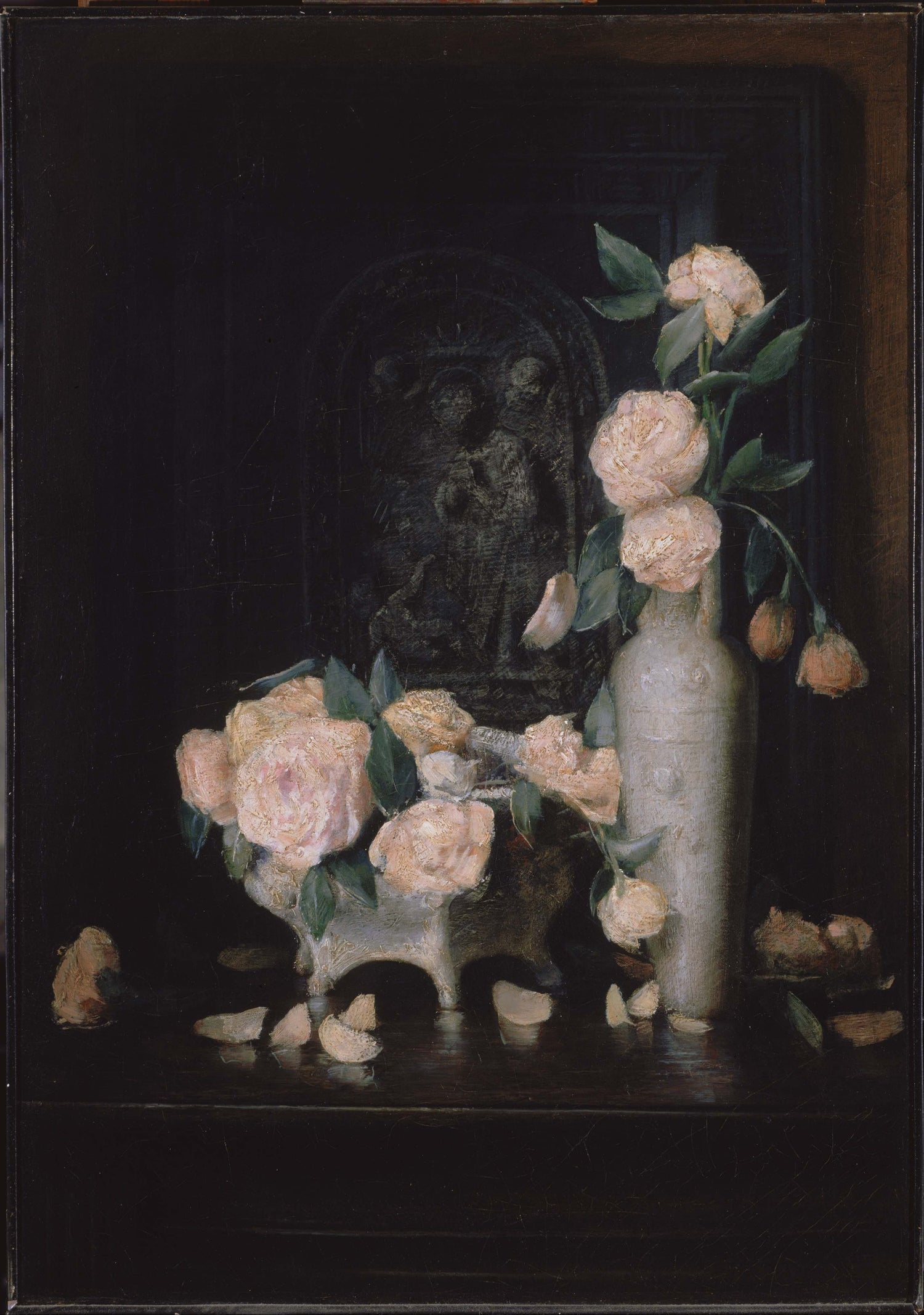 J. Alden Weir (1852–1919)-Roses - Oil Painting Haven