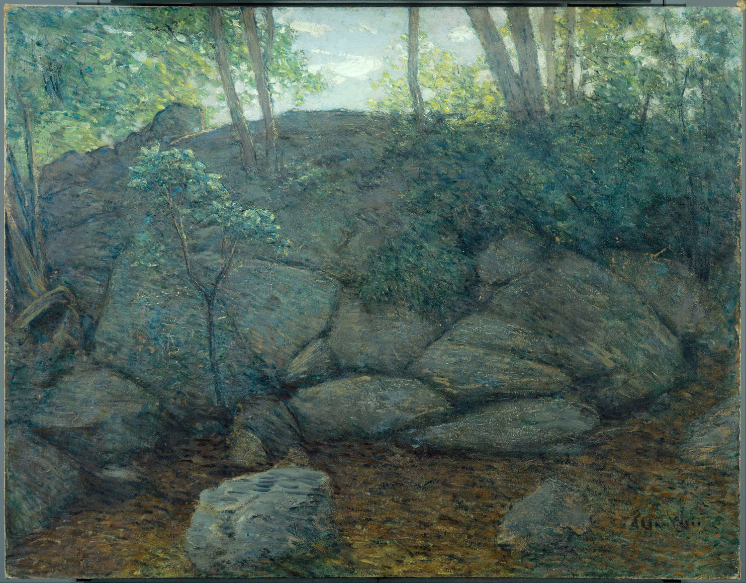 J. Alden Weir (1852–1919)-Woodland Rocks - Oil Painting Haven