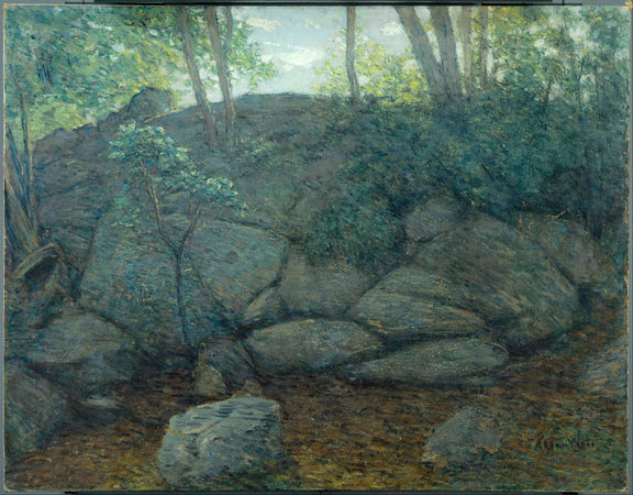 J. Alden Weir (1852–1919)-Woodland Rocks - Oil Painting Haven Oil Painting Haven