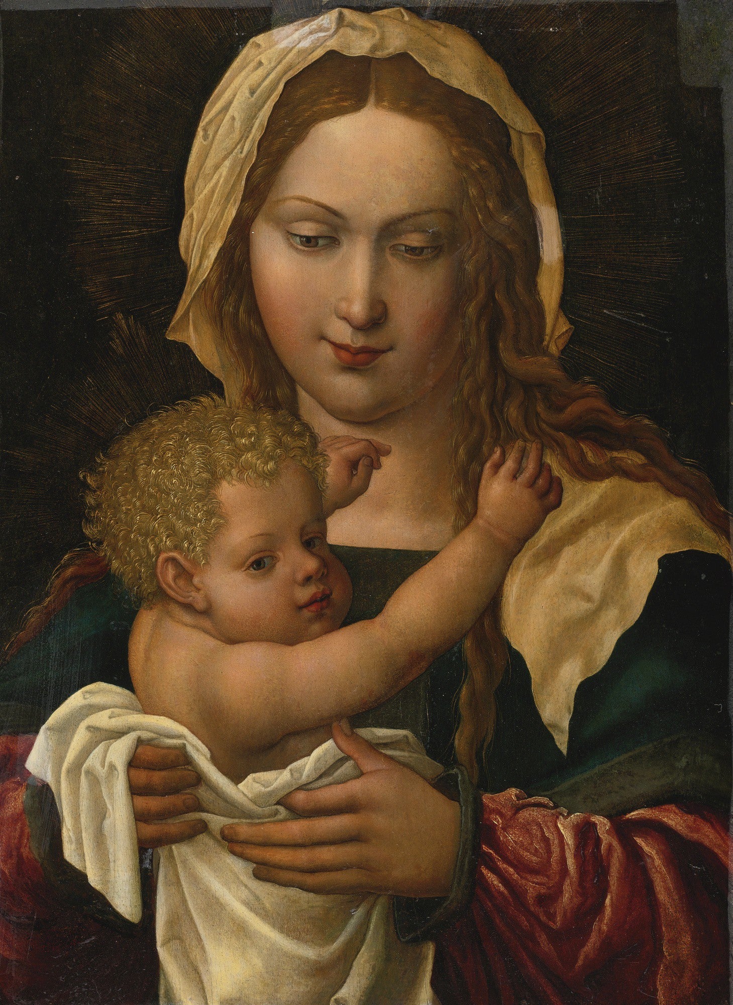 JOOS VAN CLEVE-THE VIRGIN AND CHILD - Oil Painting Haven